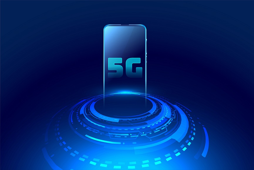 stylised phone with 5g written within it