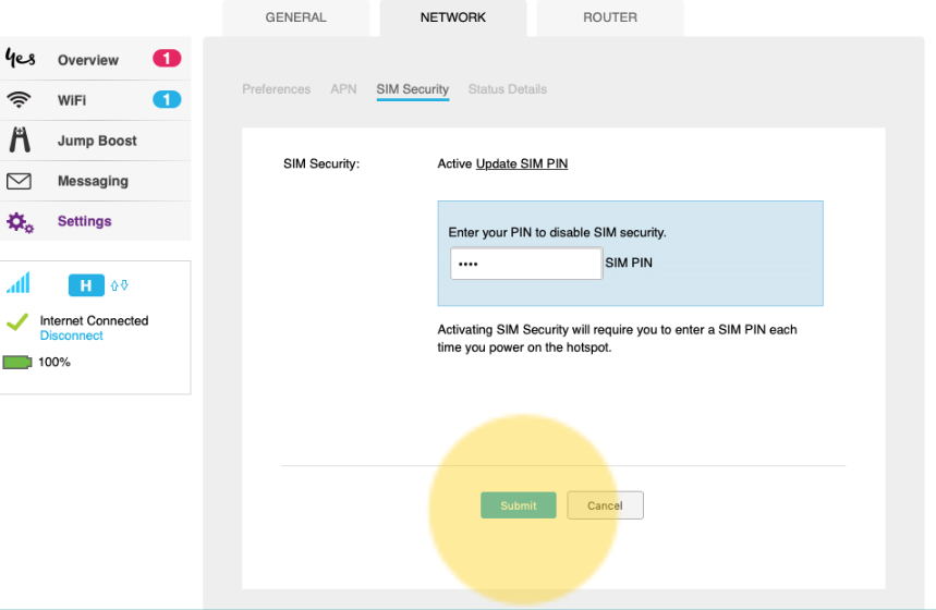 Enter your PIN to disable SIM security