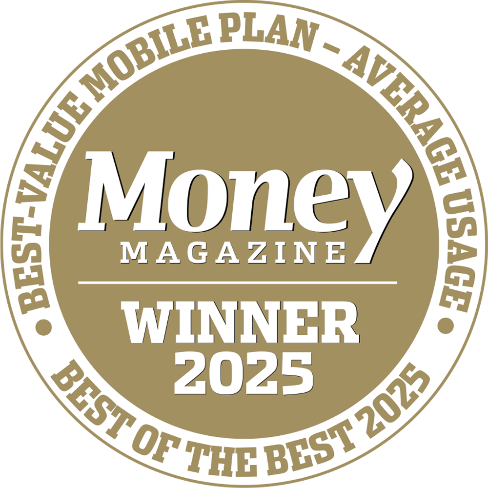 Award logo for winning Money Magazine's Best Value Mobile Plan Award for 2024