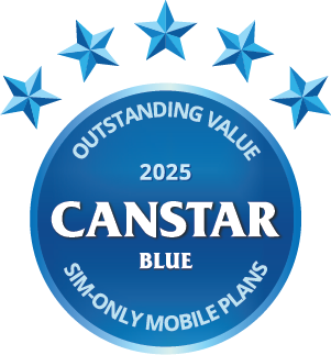 Award logo for winning CanStar Blue Outstanding Value - Sim Only Mobile Plan