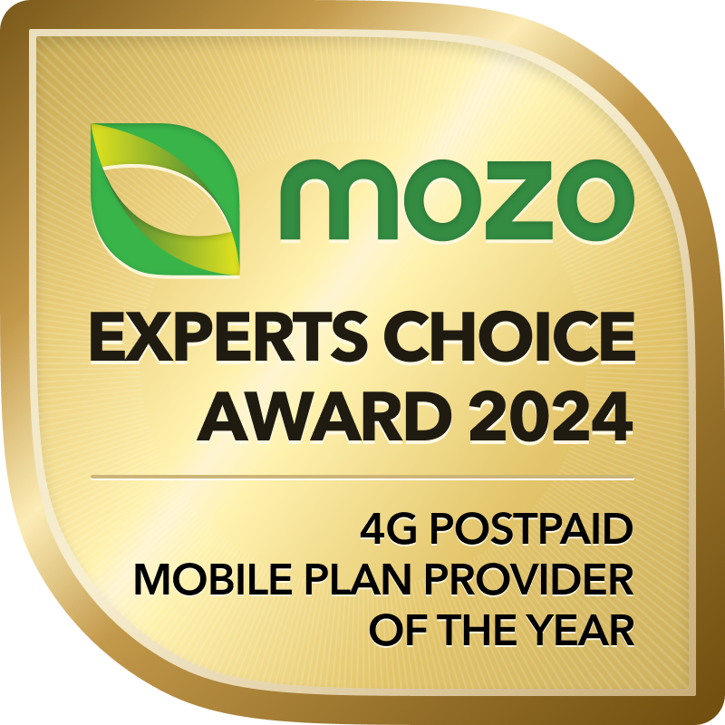 Award logo for winning Mozo Experts Choice Award for 4G Broadband in 2024